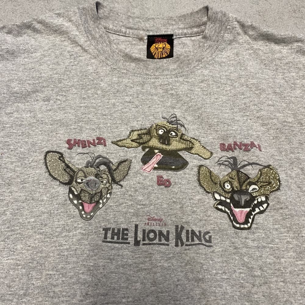 Vintage Lion Long Broadway Musical Shirt Small Gray Hyenas Shenzi Ed Banzai Rare